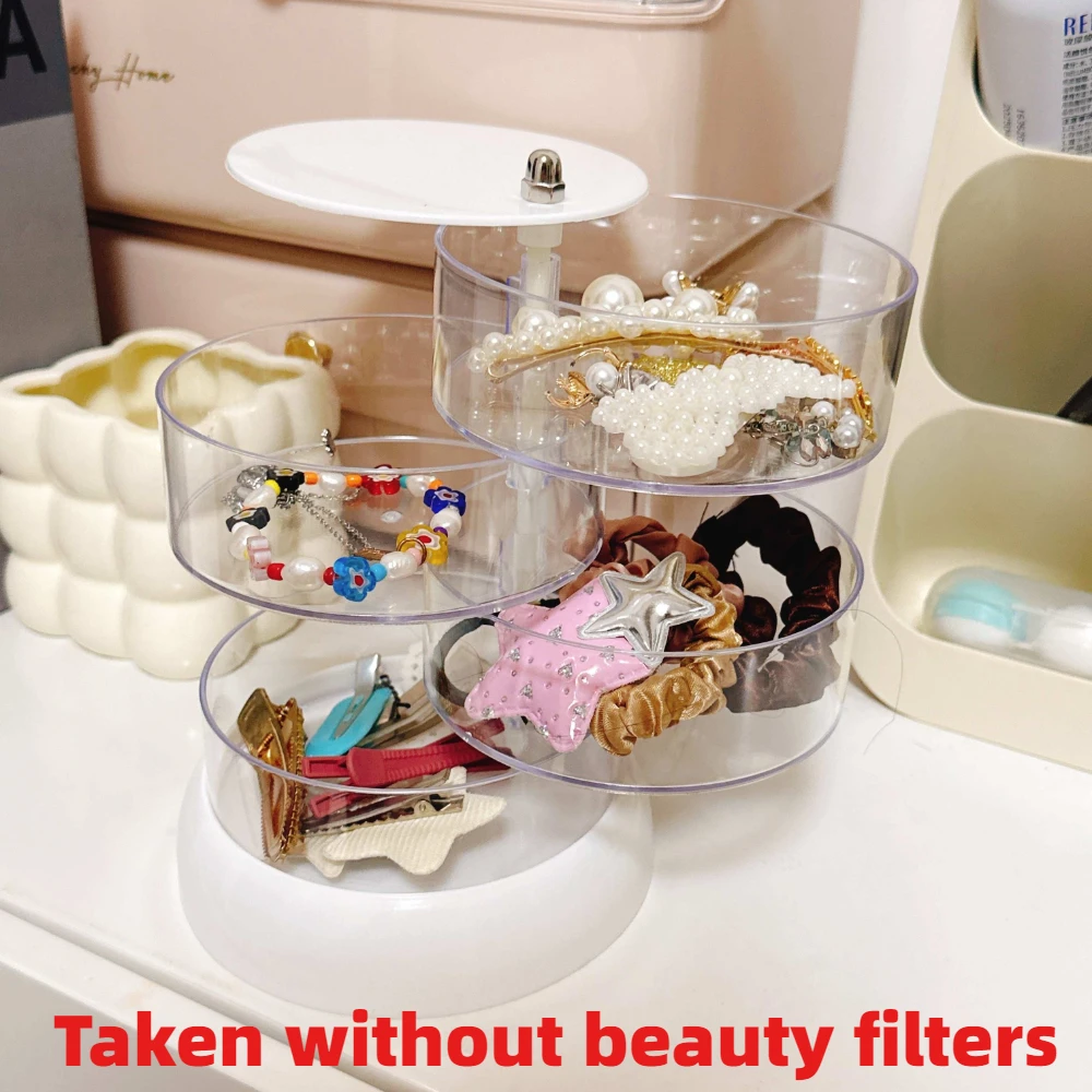 360 Rotating Jewelry Organizer Box Multi-layer Clear Dust-proof Hair Accessories Storage Case Earring Necklace Display Stand