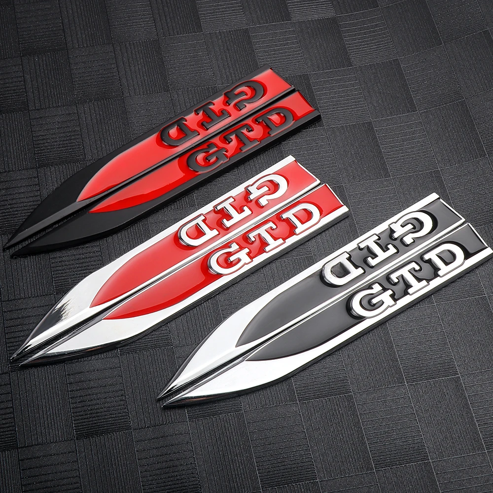 3D Metal Car Fender Side Blade Emblem Stickers Auto Decorative Accessories For Volkswagen VW GTI R GTD Golf 5 Polo Tiguan Passat