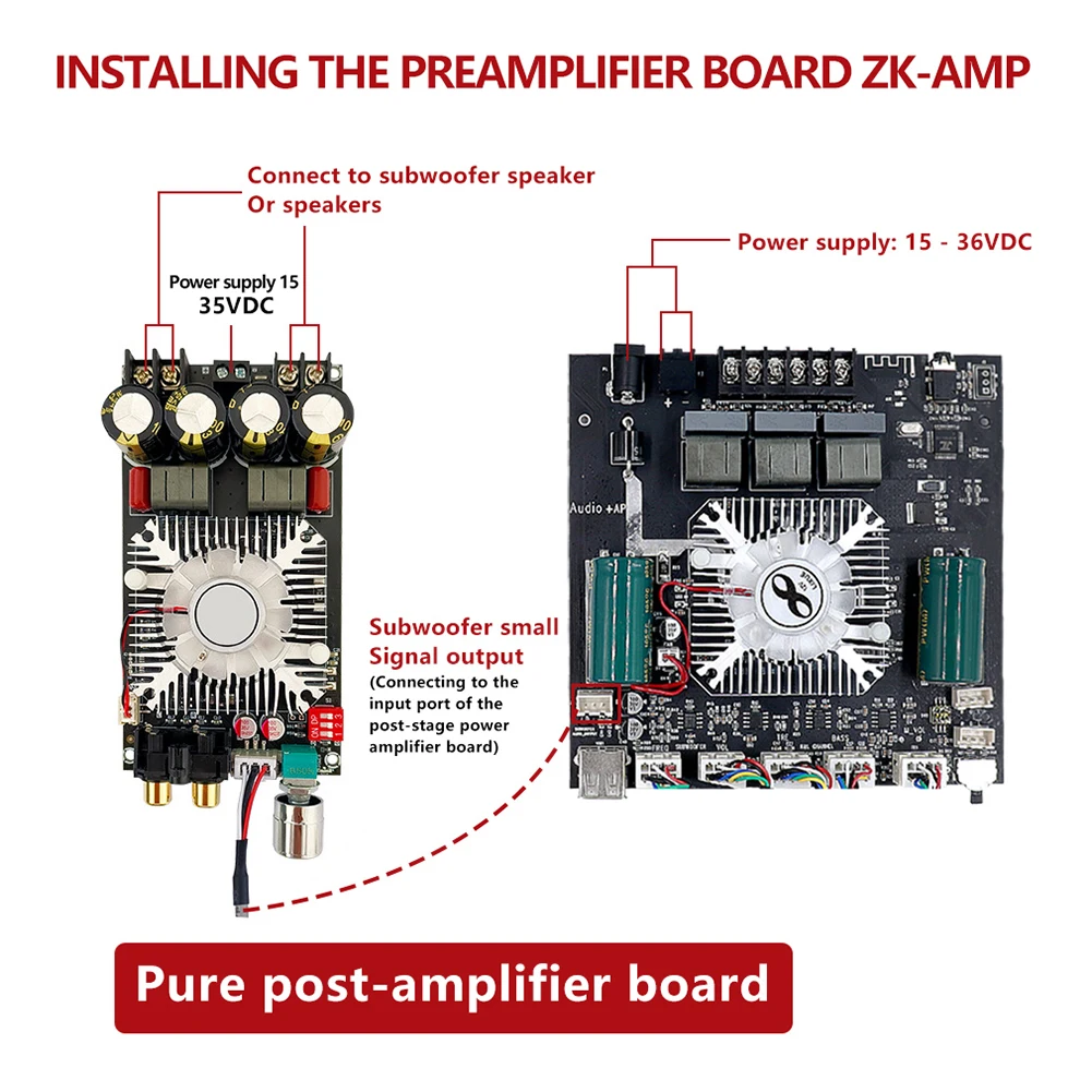 TDA7498E BT 5.0 Amplifier Board HiFi Chips Mini Power Amplifier Module DC 15-36V 160W X 2+220W Subwoofer Stereo for DIY Speaker