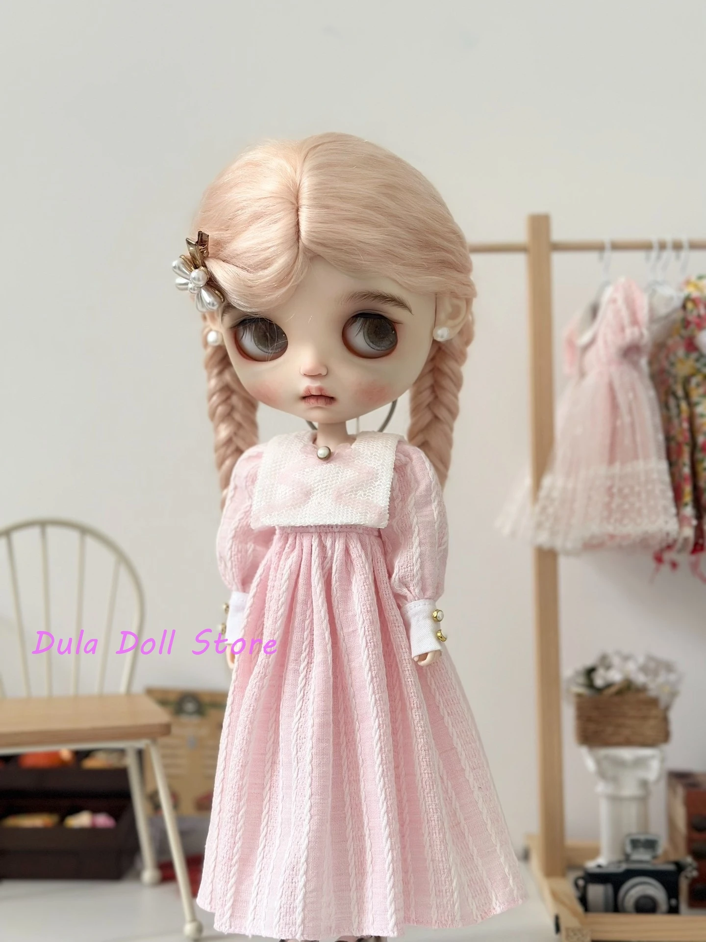 Roupas de boneca Dula vestido longo, rosa e roxo Blythe Landoudou Landazz ob24 ob22 Azone Licca ICY Boneca Bjd