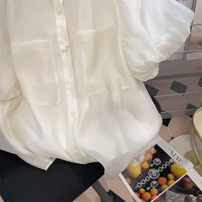 French Retro Puff Sleeve Chiffon Shirt for Women in Summer New Loose Short-sleeved Top