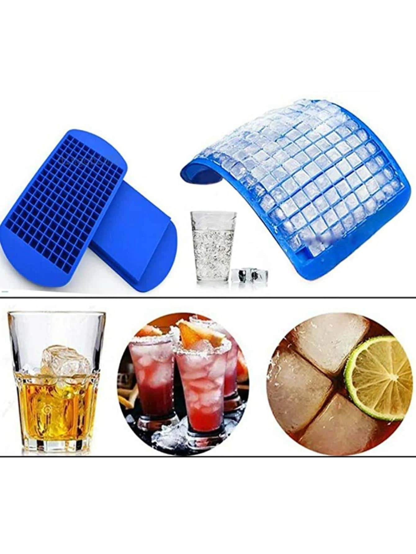 160-Cube Silicone Ice Tray Small Square Ice Mold Blue Black Red 1-Pack  Random color view 5