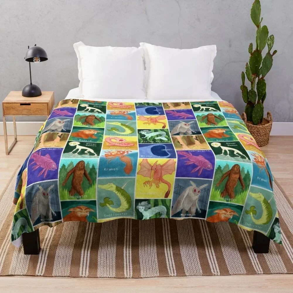 

Creepy Cute Cryptids Throw Blanket Easy Care Comfortable Blanket for Couch