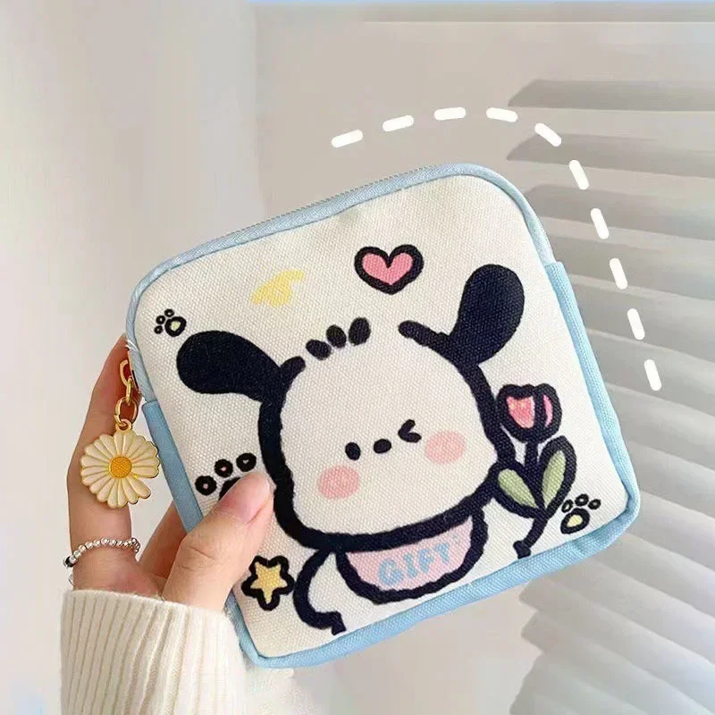 Sanrio Pochacco อะนิเมะตัวเลข Kawaii สาวผ้าอนามัยกระเป๋ารูปแบบการ์ตูนมินิเหรียญกระเป๋าเครื่องสําอางแบบพกพา