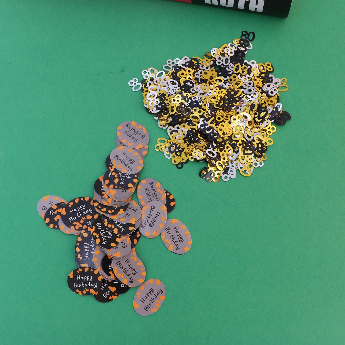 

HAPPY BIRTHDAY Confetti Paillette Number 80 Birthday Party Confetti Golden Silver Black Table Confetti for Party Decoration