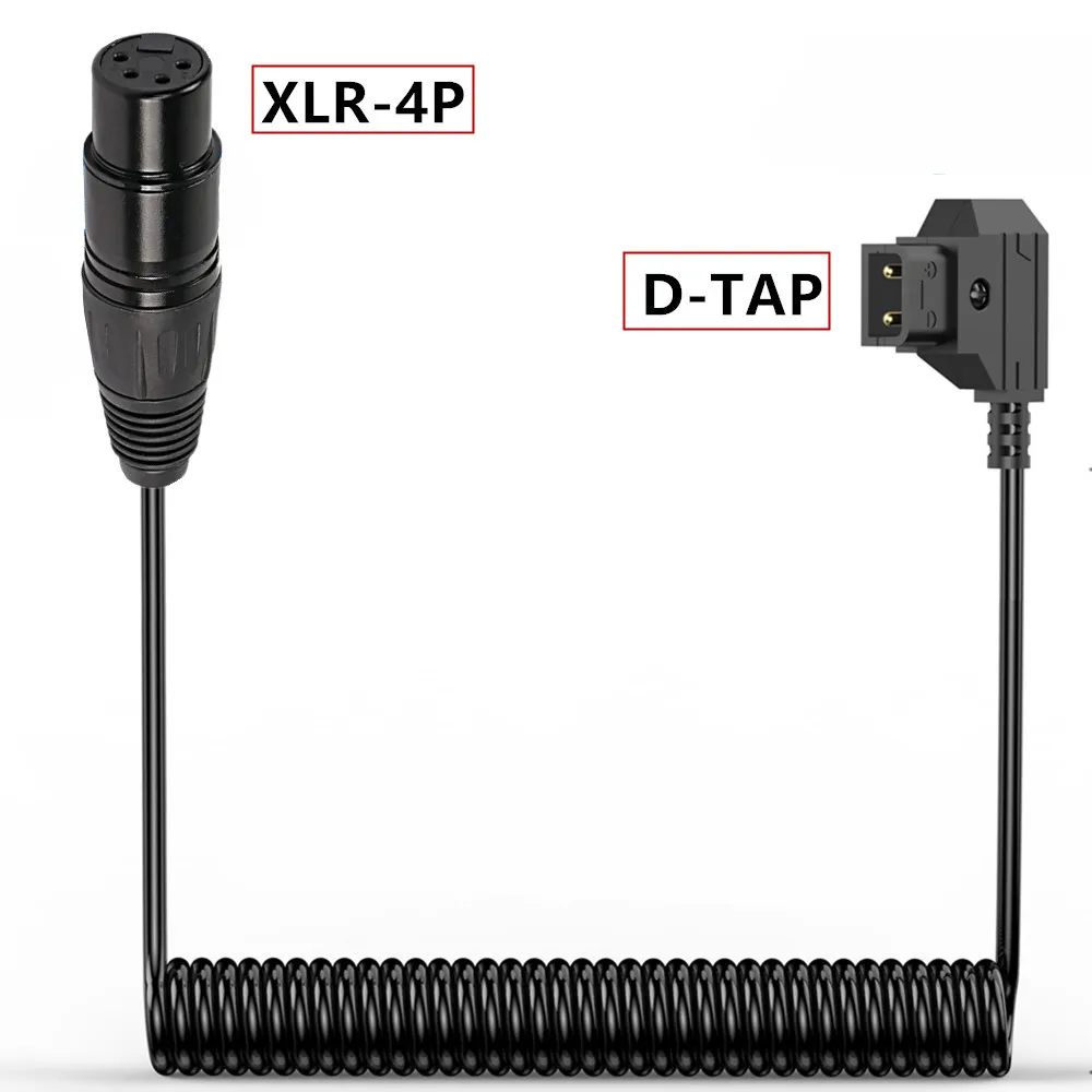 D-Tap Male To Female 4-Pin XLR Cable For Power Supply Battery Adapter For Cameras, Monitors Spring Wire