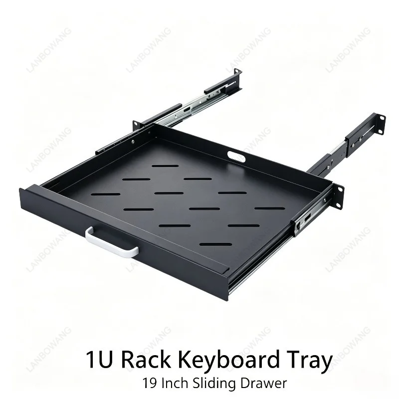 19インチ、1uラックマウント式、スライド式キーボード引き出し。サーバーキャビネット用の、バッフル付き伸縮式引き出しトレイ。