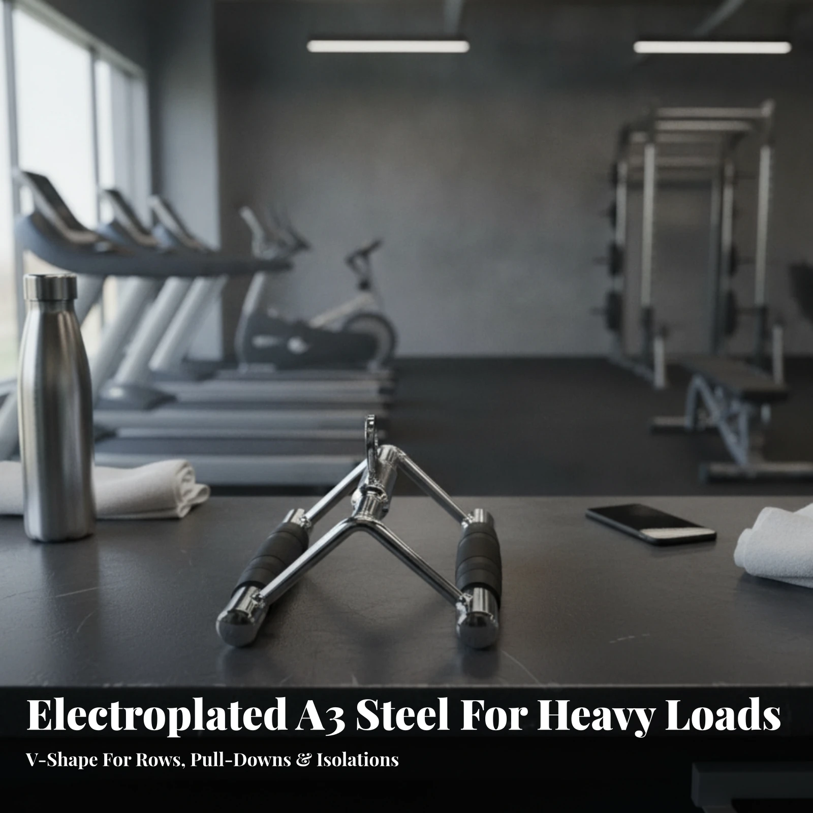 V-Shaped Cable Handle Balanced Double D Row Handle V-Bar with Rubber Grips Non-Slip Fitness Equipment Corrosion-Resistant