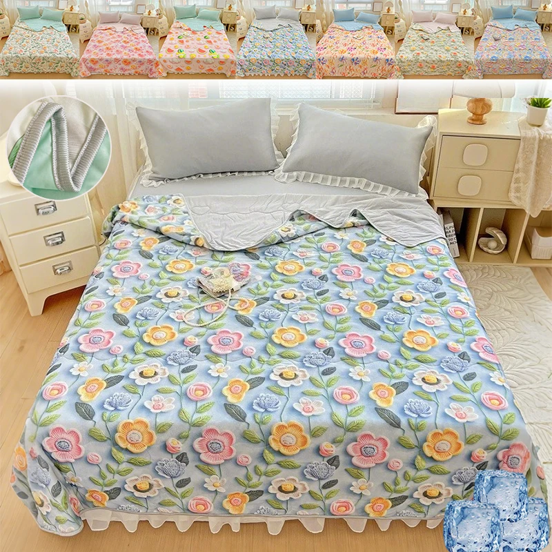 

High-End New Print Spring Summer Quilt Soft Comfortable Cooling Quilted Single Double Blanket for Bed Bedding Summer blanket