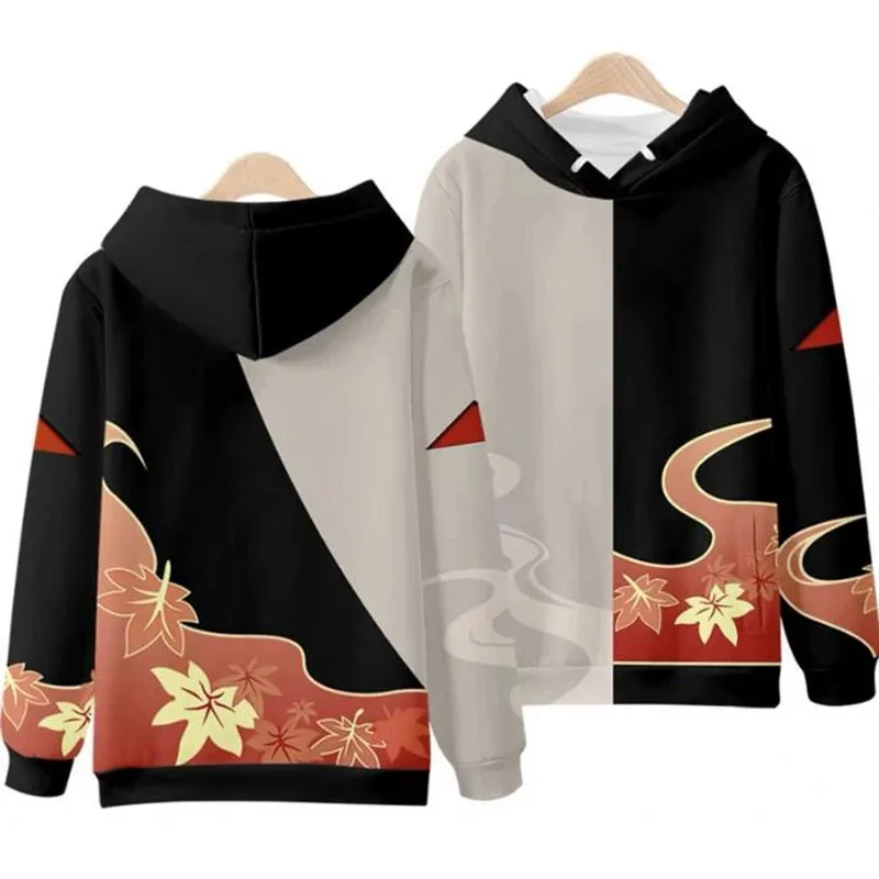 Genshin impact-Sudadera con capucha para hombre y mujer, suéter unisex de manga larga con estampado 3d de kaedehara kazuha, anime