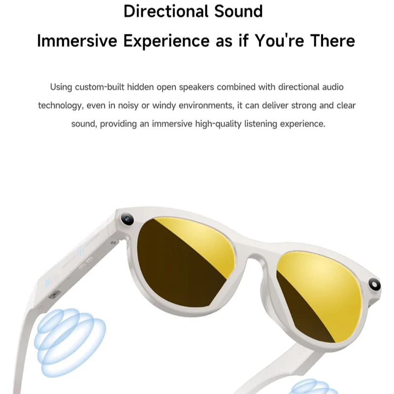 Nowe inteligentne okulary Pixel 500W z funkcją rozpoznawania obrazu przez AI, fotografowaniem, nagrywaniem wideo, połączeniami Bluetooth, odtwarzaniem muzyki i aktywacją głosową. — zdjęcie produktu 5