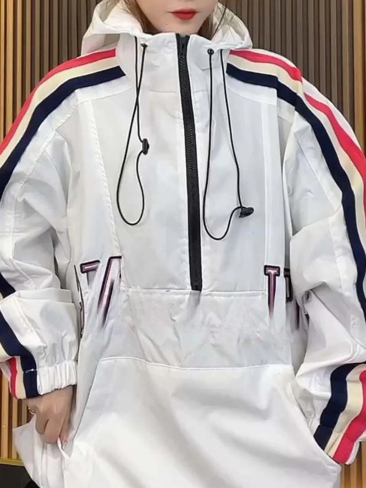 

Большие размеры, осенняя теплая женская одежда Jaet f на молнии с подкладкой, рабочая одежда Sle Long Sve, повседневная свободная посадка в Корейском стиле