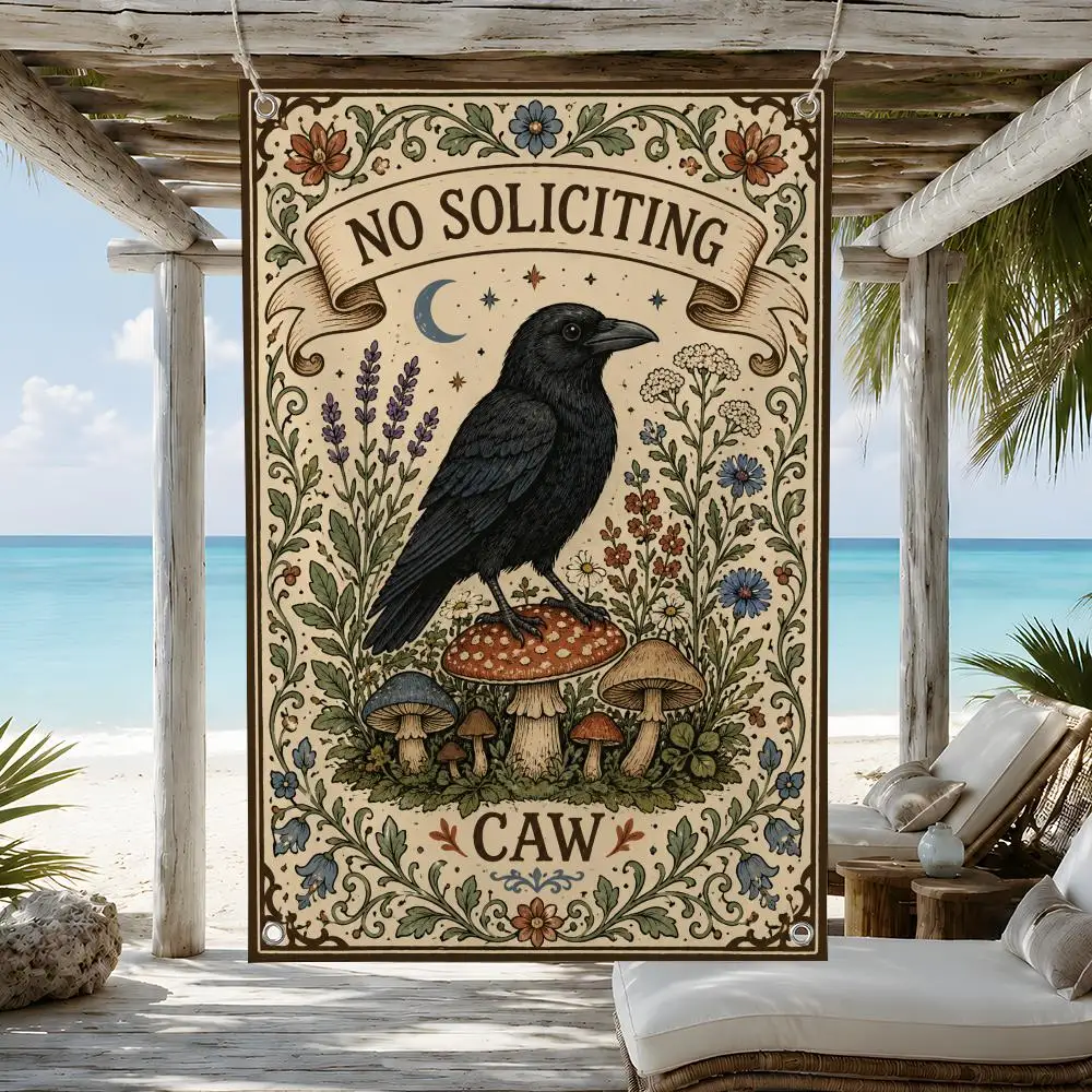Outdoor Crow Warning Slogan Flags Indoor Outdoor Decorative Flag Banner for Wall Garden Yard Porch Patio Home Party Decor