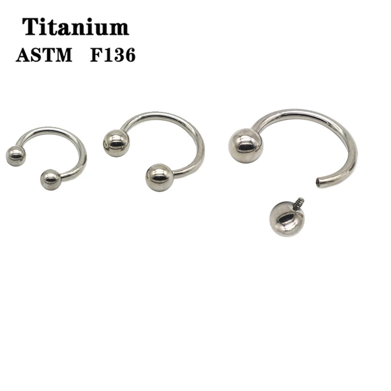 40pcs G23 Titanium Horseshoe Ball 16G 8mm 10mm Nose Ring Labret Internally Threaded Body Piercing Jewelry ASTM F136