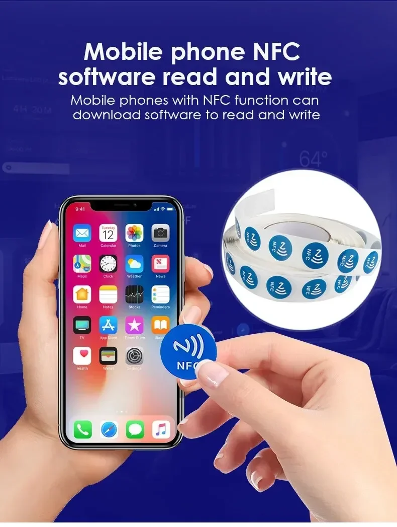 6 cái NFC ntag213 144 byte ướt tag Stickers 13.56MHz iso14443a ntag 213 chip RFID dính tag nhãn cho NFC điện thoại 6 màu sắc