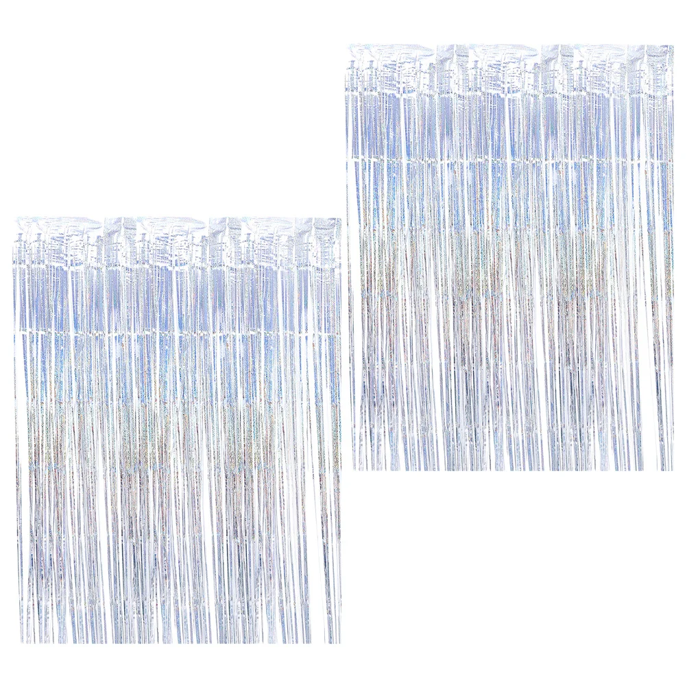 

2pcs Fringe Curtain Tinsel Backdrop For Party Wedding Birthday Decoration Streamer Foil Garland Festival Event Background