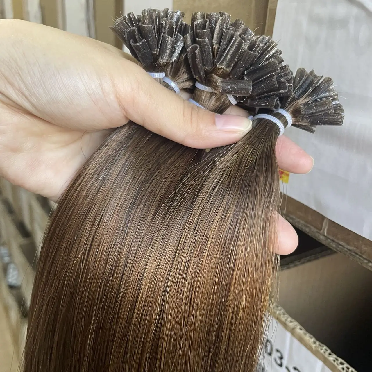 وصلات شعر على شكل حرف U لون بني 4 #   100% وصلات شعر بشري قبل المستعبدين 30 جرام/50 ثانية الساخن الانصهار الكيراتين الترابط الشعر 12-20in