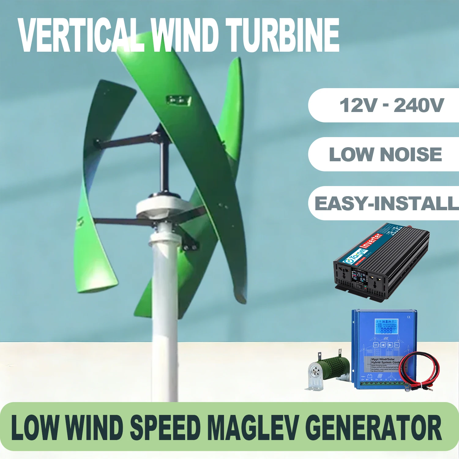 Wind Turbine Generator Kit 15kw 20kw Small Windmill 3 Blades 12/24/48V with Wind-Solar Hybrid Controller Household Free Energy
