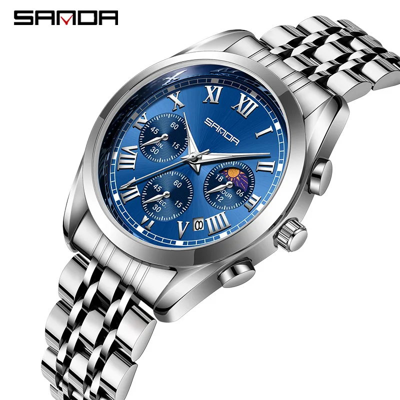 

SANDA 5012 Men's Quartz Watch Luxury Fashion Business Waterproof Shockproof Steel Strap Wrist watches for Male Watches Gift