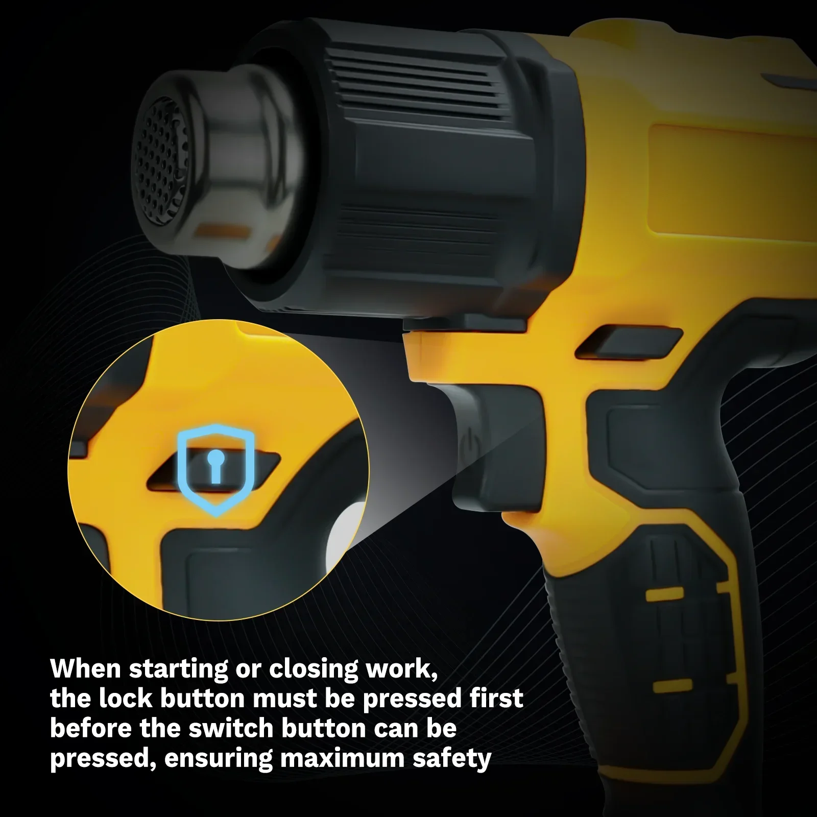 Pistola de calor inalámbrica, solo herramienta, envoltura retráctil, pistola de aire caliente eléctrica Industrial, herramienta de soplador térmico compatible con batería DEWALT