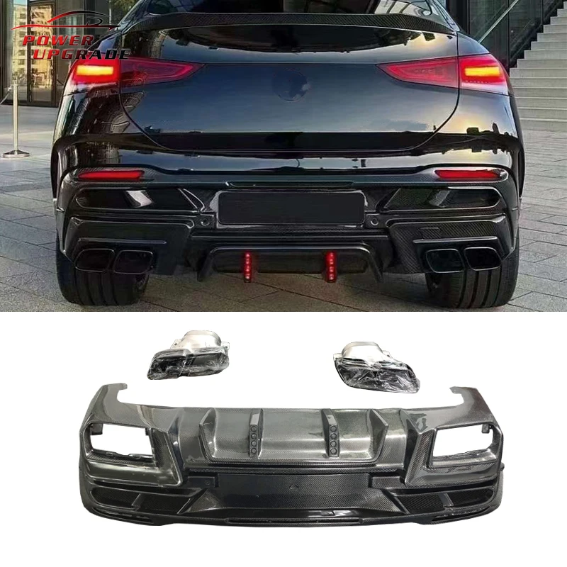 Carbon Fiber Body Kit Rear Bumper Rear Diffuser Tail Pipes For Mercedes-Benz GLE SUV/COUPE 20-22 LD Style