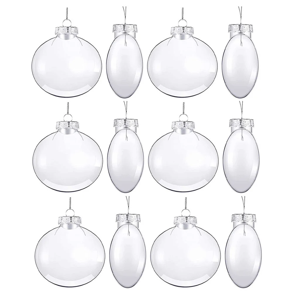 

12 Pcs Xmas Tree Pendants Flat Ball DIY Hanging Decoration Macaron Transparent Hollow Christmas (60mm Ball) 20pcs Oblate