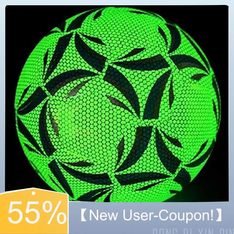【New User-Coupon!】Reflective Football Dazzling Glow In The Dark Training And Game Ball Long-Lasting Brightness