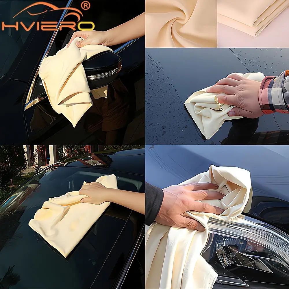 1X Multi Size Auto Motorcycle Natural Drying Chamois App Free Shape Genuine Leather Cloth Washing Deerskin Car Cleaning Stuff