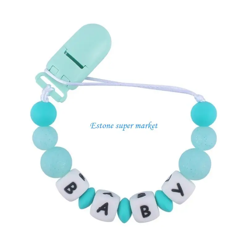 

090B DIY Name Baby Pacifier Clip Silicone Pacifiers Holder Chain Teething Toy for Infant Girls Boys Chewing Soothing Supplies