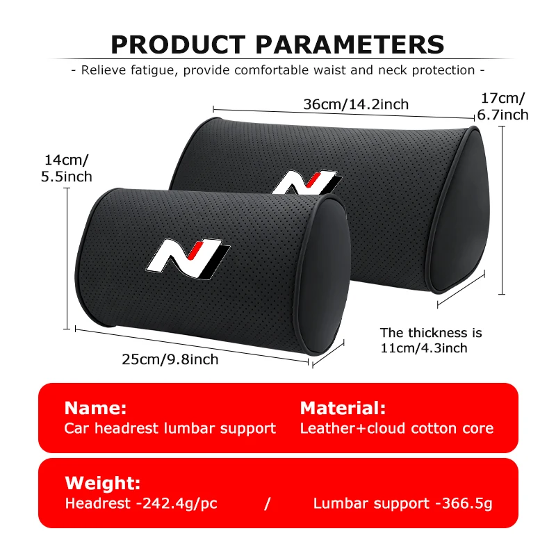 Car Seat Safety Headrest Pad Auto Emblem Neck Pillow Support Protection Pad For Hyundai Sonata i30 i20 Tucson Elantra Kona N view 6