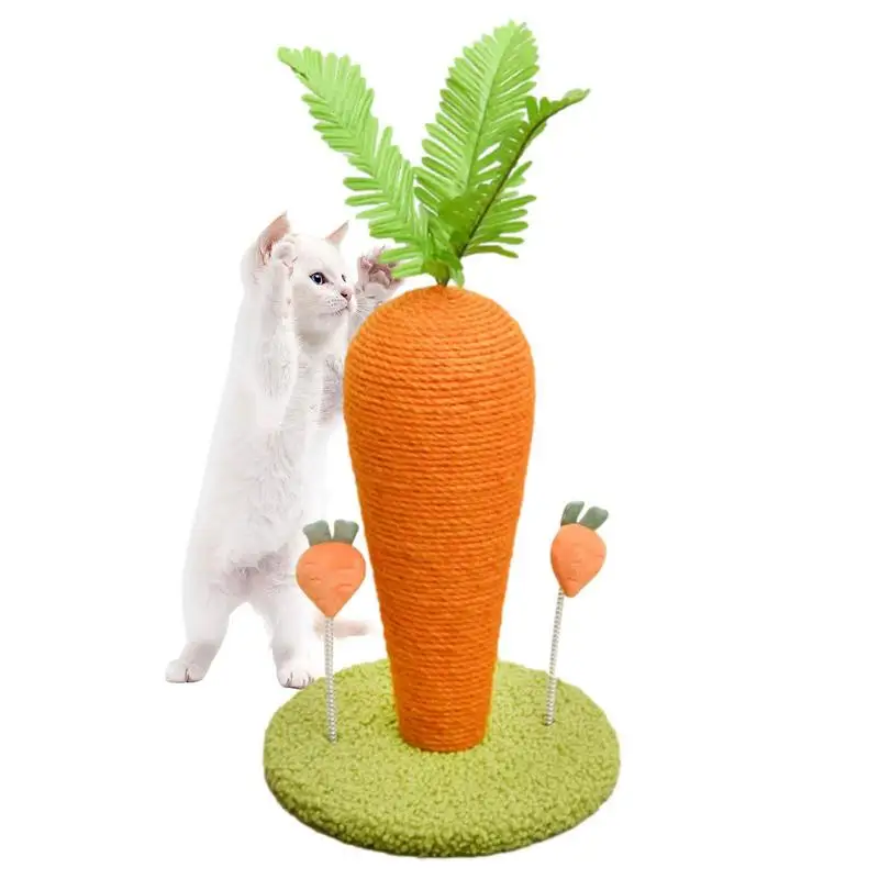 Cat Scratching Post Carrot Cat Scratcher Natural Sisal Cute Kitten Scratching Post Vertical Cat Tree Claw Scratcher For Small