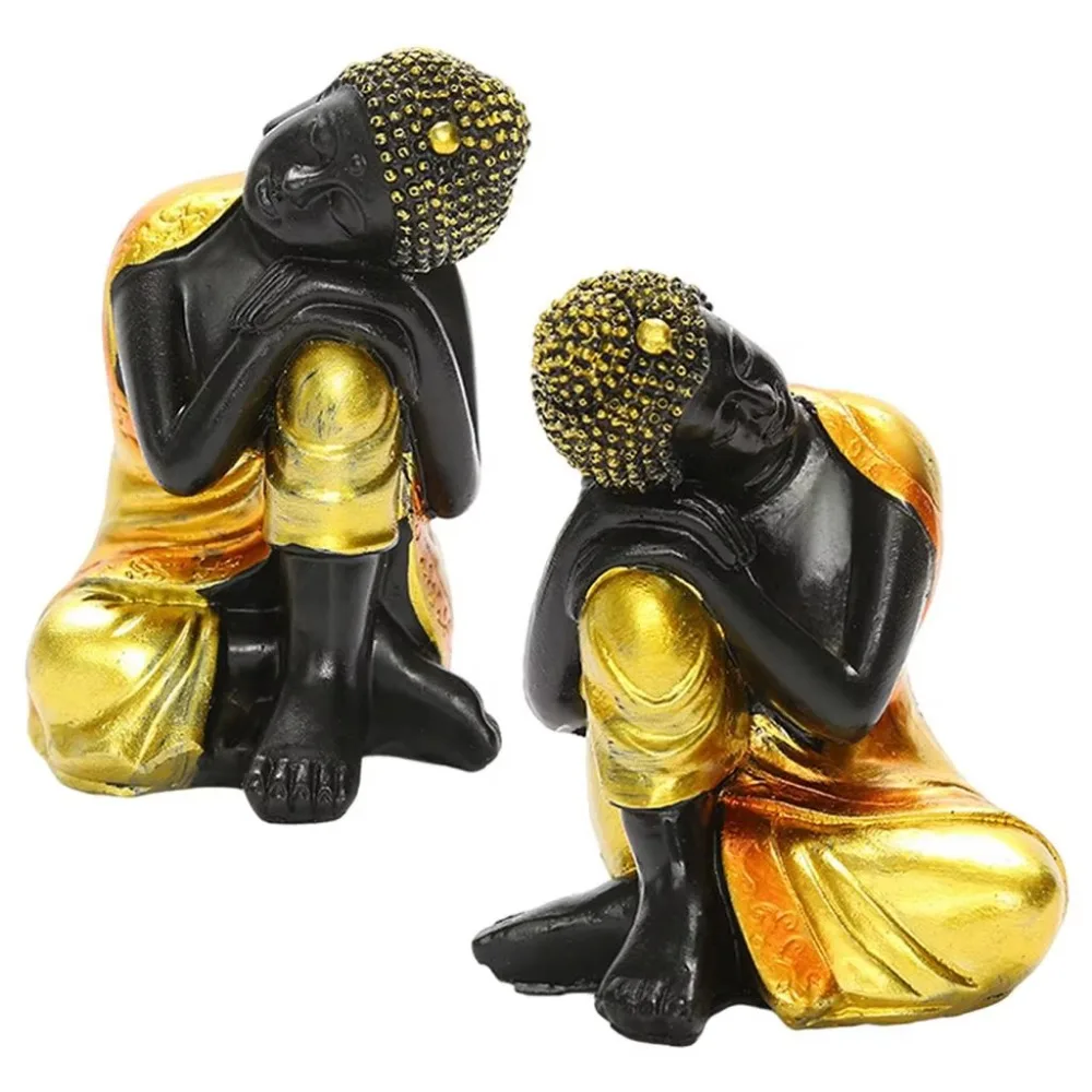 Anti-oxidation Indian Buddha Sculpture Easy to Clean Handmade Buddhism Figurine Meditation Little Monks Ornaments Office