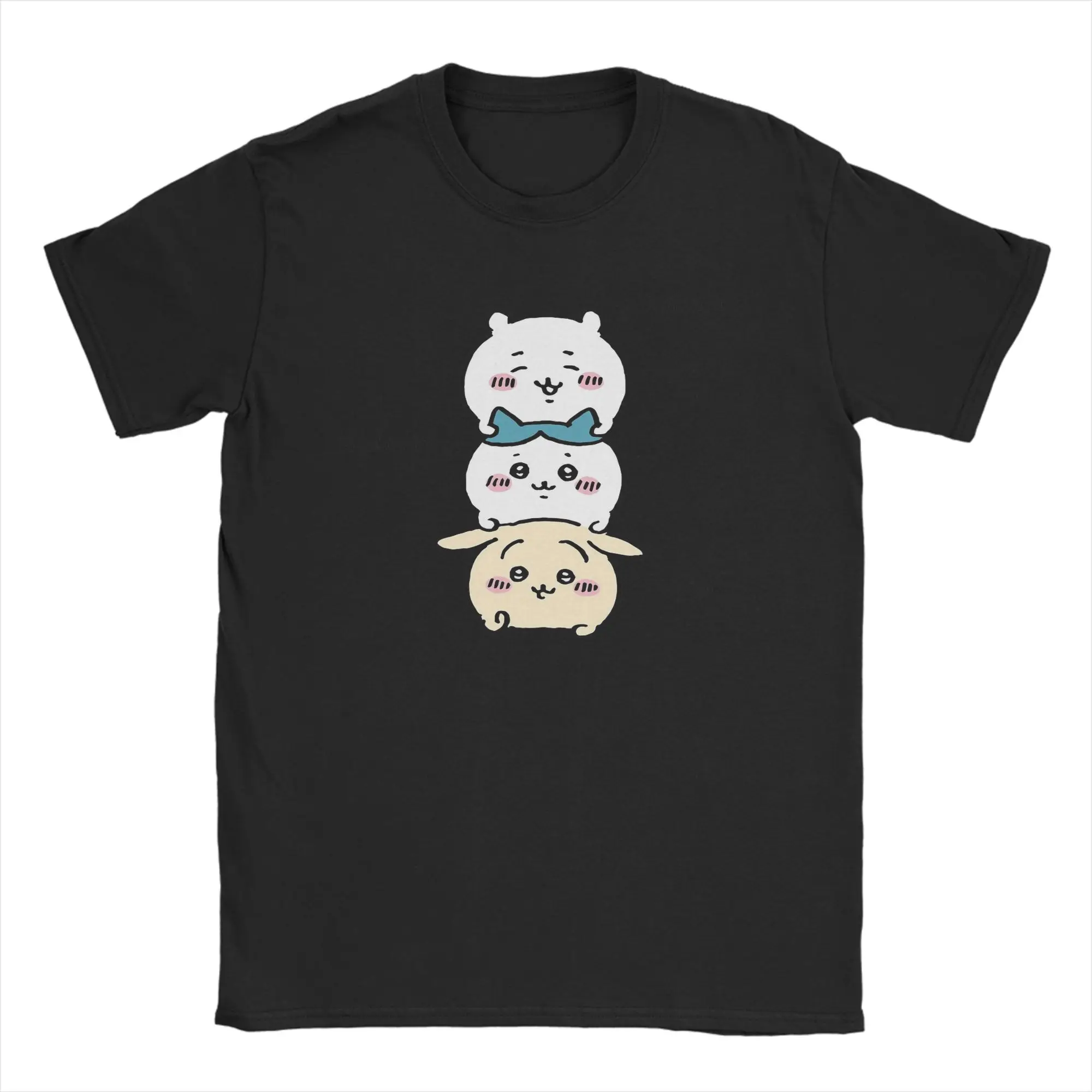 Vintage Chiikawas Usagi Hachiware Anime T-Shirts Men Women Kids Round Neck Cotton T Shirts Short Sleeve Tees Tops