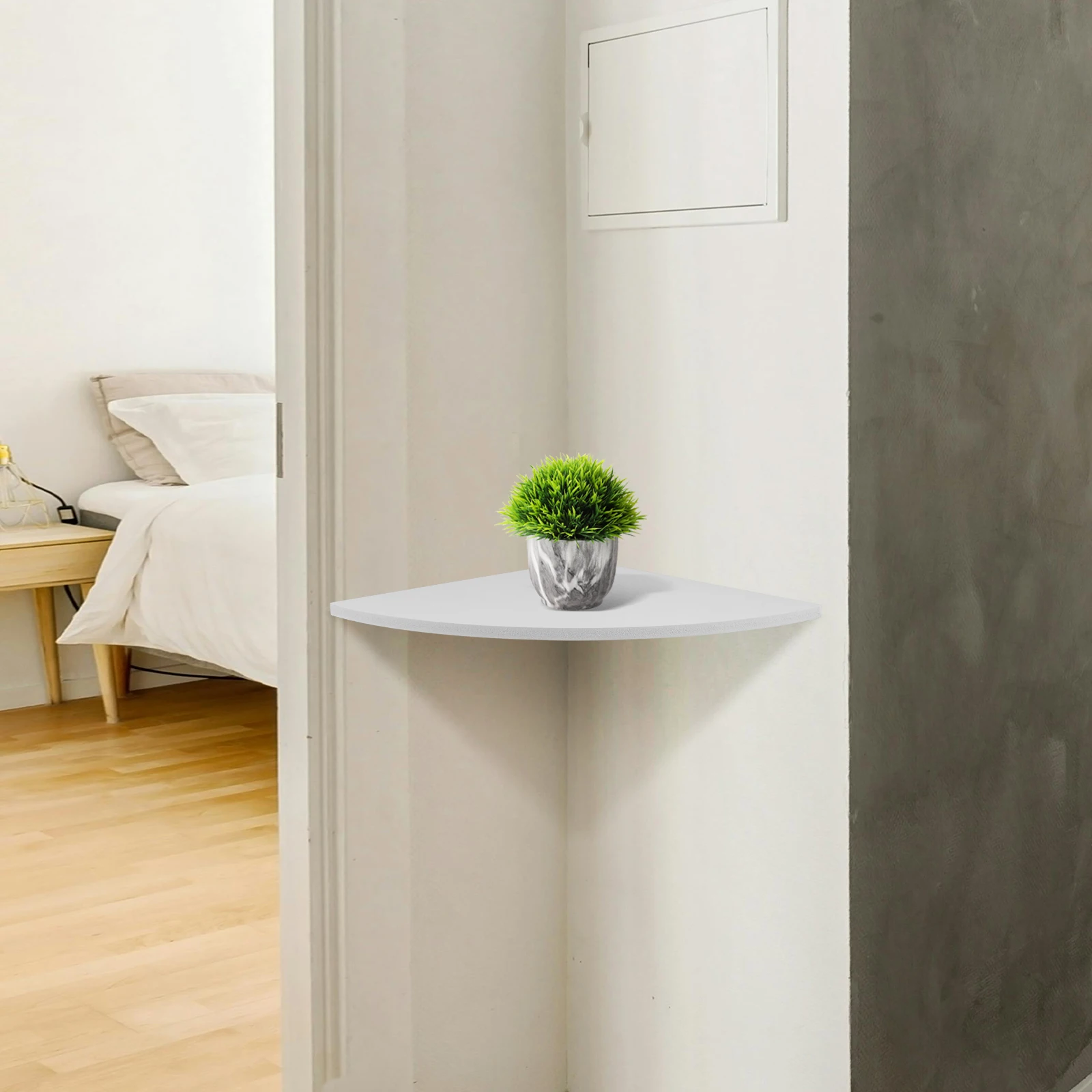 Fan Shape Shelf For Corner Wall-mounted Triangle Corner Rack Storage Holder Wood Plastic Panel for Home Bedroom Living Room