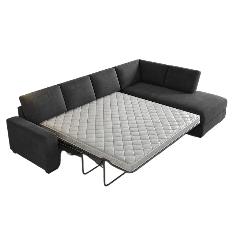 

Fabric sofa folding dual-purpose small apartment modern simple living room furniture solid wood frame removable and washable ret