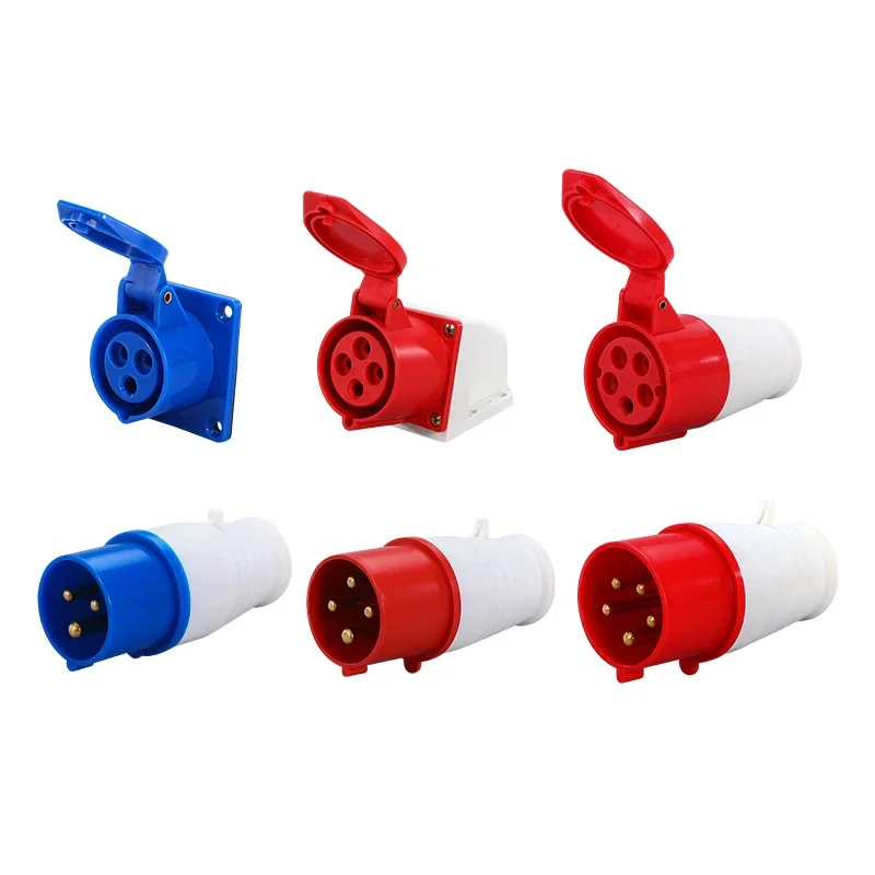 5/10PCS Industrial Plug 3P/4P/5P Electrical Connector 16A/32A/63A/125A IP44/IP67 Wall Mounted Socket Panle Mounted Socket
