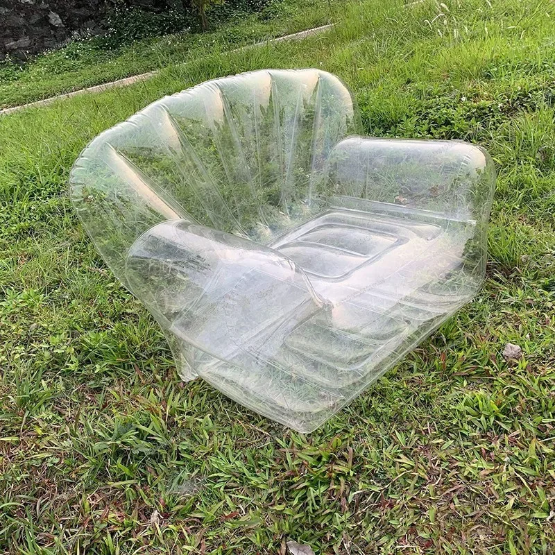 PVC Inflatable Transparent Sofa Single Lazy Inflatable Lounger Indoor Outdoor Portable Couch