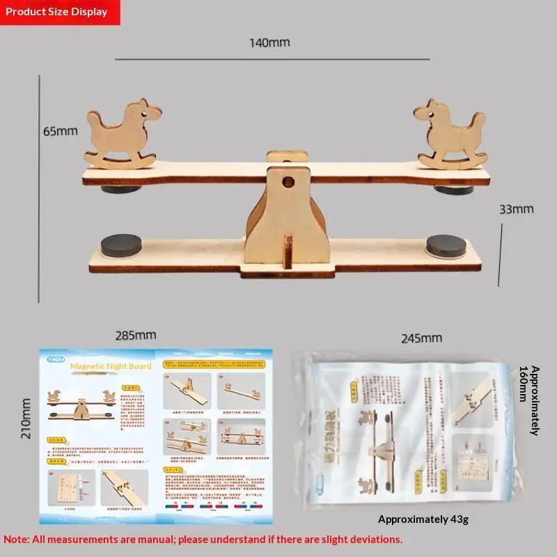 Wooden Magnetic Seesaw DIY Kit Magnetism Learning STEM Toy for Kids School Science Experiment Activities