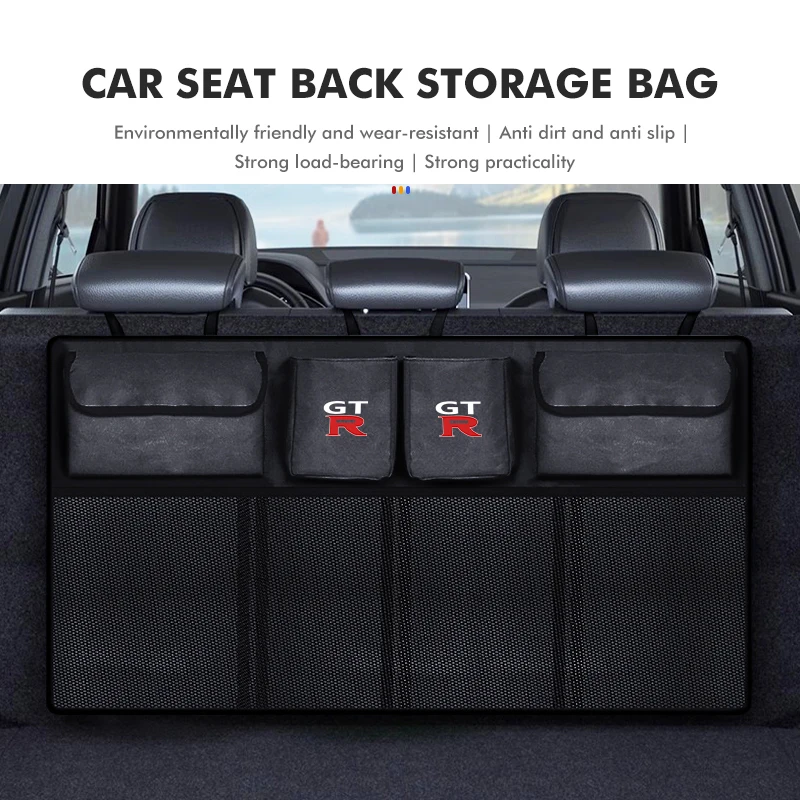 Car Seat Back Storage Leather Multifunction Tissue Storage Box For Nissan GTR NISMO JDM R32 R33 R34 Teana Skyline Kawasaki view 4