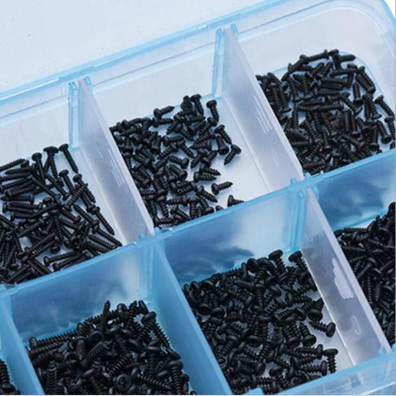 1000pcs/set M1 M1.2 M1.4 M1.7 Mix  Head Micro Screws Round Head Self-tapping Electronic Small Wood Screws Kit