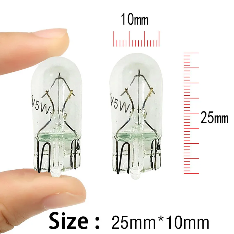 10pcs Car T10 Halogen W5W 168 194 158 Wedges Bulbs Auto License Plate Lamp Instrument Light Reading Lights Clearance Lamp 12v 5w image 4