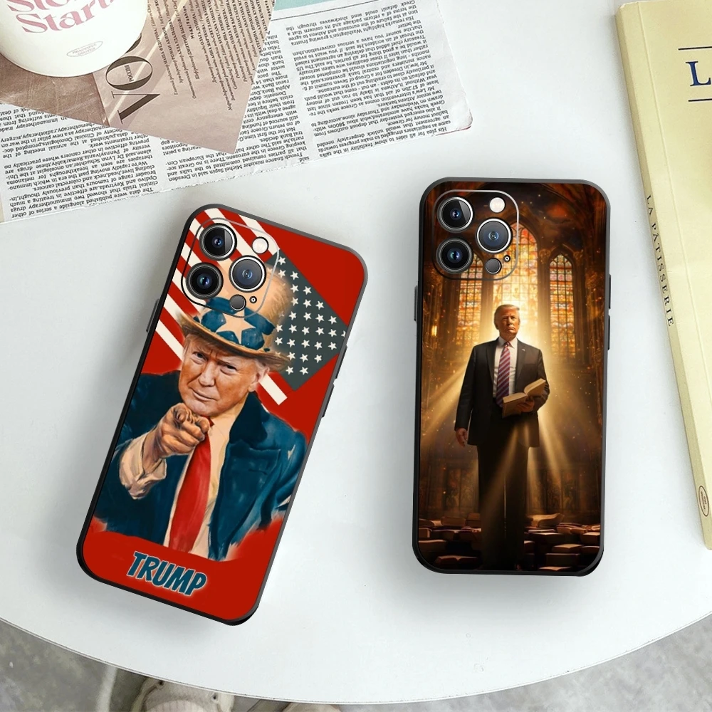 Hot D-Donald Trumpes Phone Case For iPhone 15 14 13 12 11 X XR XS XSMAX 8 7 Plus Mini Pro Max Soft Black Phone Cover