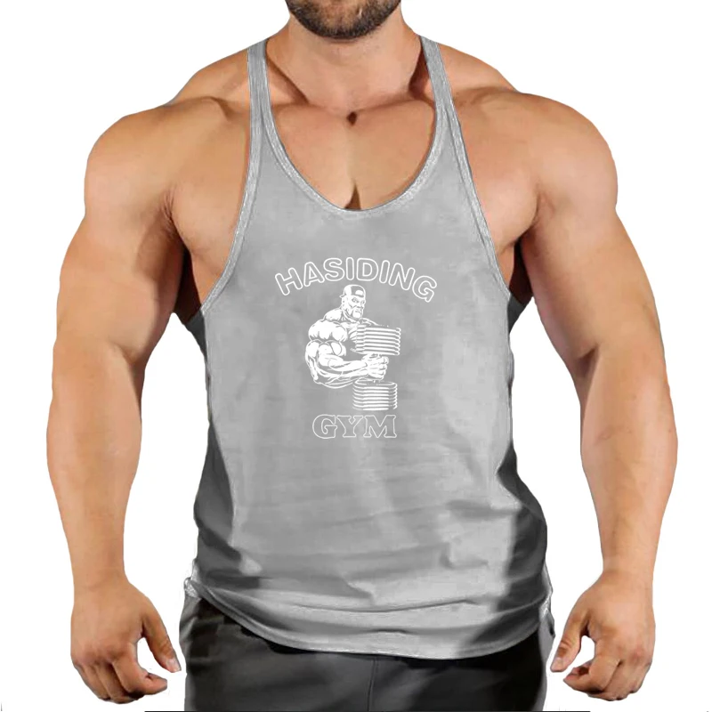 Brand Gyms Stringer Clothing Bodybuilding Tank Tops Men Fitness Singlet Sleeveless Shirt Printed Cotton Muscle Vest Undershirt