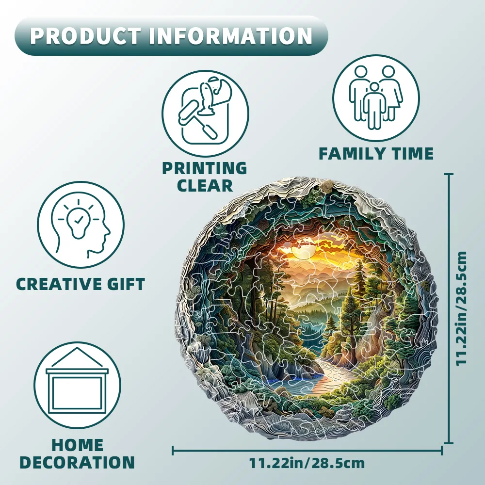 Premium 3D Wooden Landscape Puzzle - Artistic Mountain & River Design | Educational Brain Teaser for Adults & Family