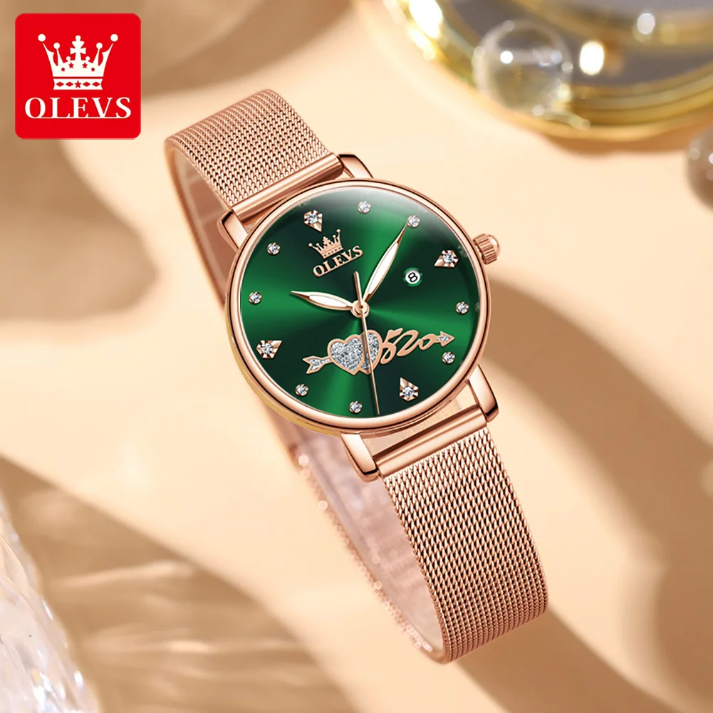 OLEVS 5509 Women\'s Watches Fashion Original Quartz Watch for Ladies Reloj Mujer Waterproof Mesh Belt Luminous Zircon Scale