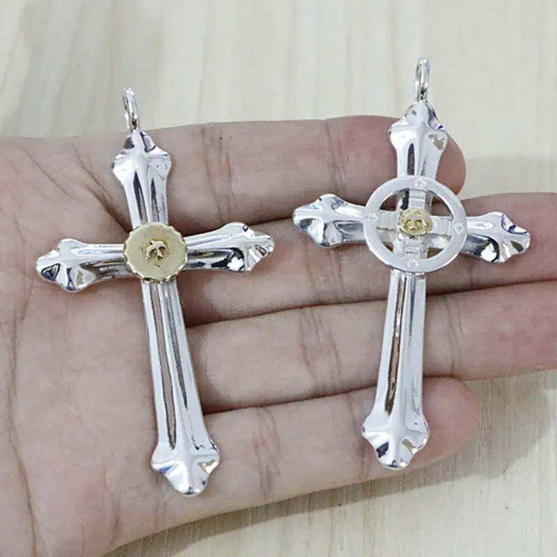 New s925 Sterling Silver Necklace for man Feather Necklace on Korean all-match Silver Cross Men pendant