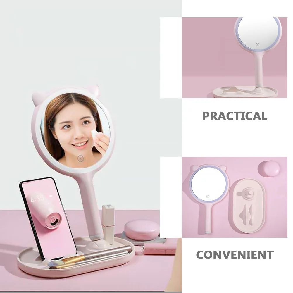 Led Lighted Makeup 360° Adjustable Vanity Mirror For Bedroom Dressing Table, Girl Mirror, Desktop Led Mirror,