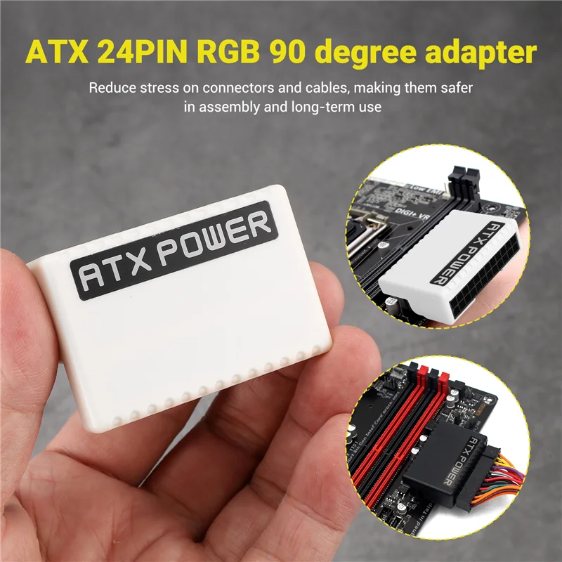 Adaptador de enchufe de alimentación ATX de 24 pines a 90 grados, Cable de alimentación de placa base RGB, accesorio de montaje Modular DIY