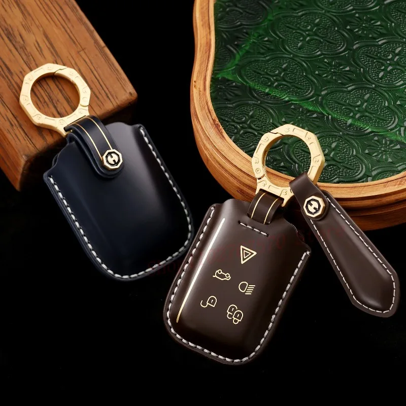 

High-End Personality Genuine Leather Key Case Protective Bag For Land Rover Range Rover Evoque Velar 5 Discovery 4 Car Accessory