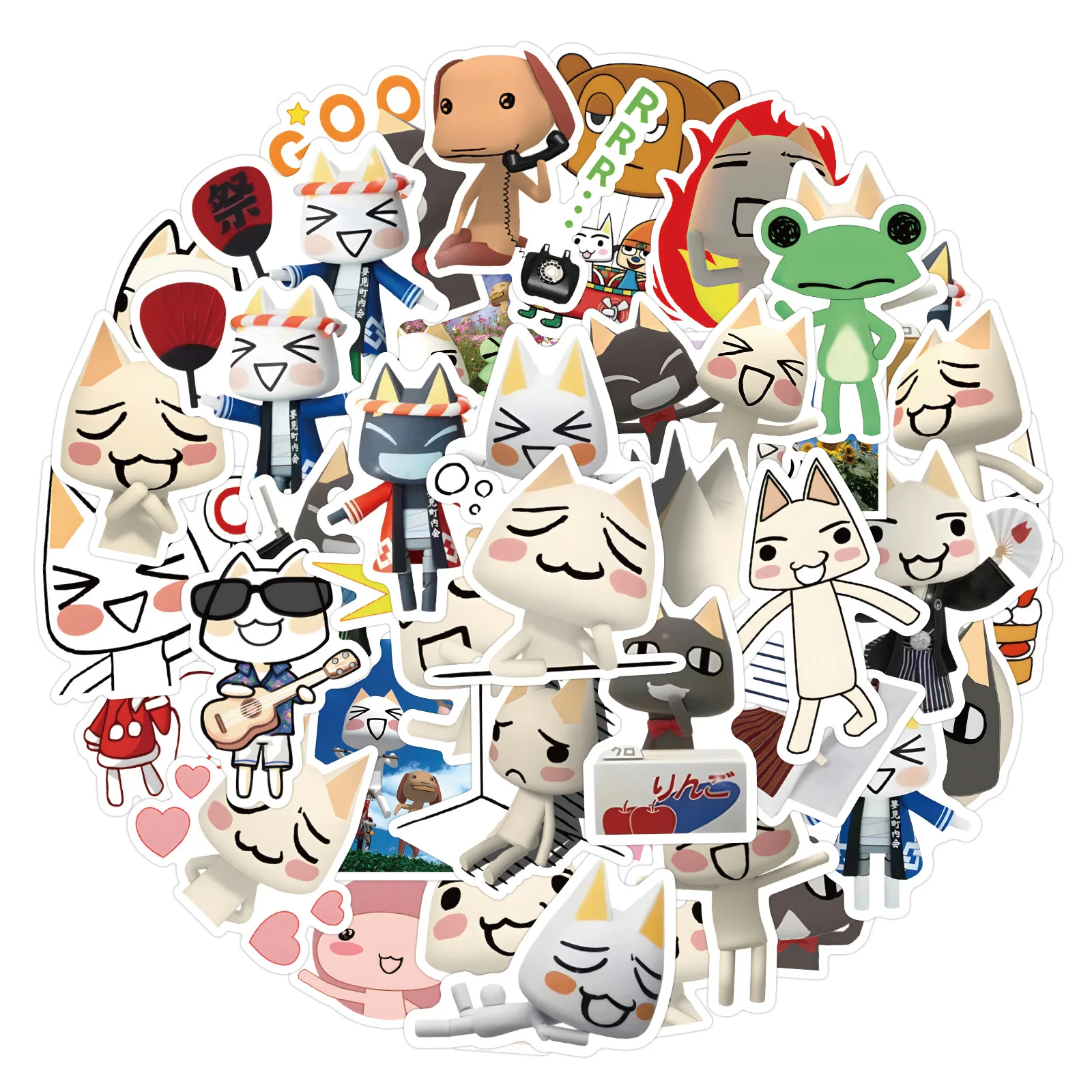 10/60PCS Kawaii Inoue toro Leuke Kitten Sticker Grappige Cartoon Kat Doodle Waterdichte Sticker Creatieve Persoonlijke Decoratie Notebook